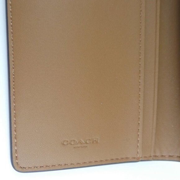 Coach Signature Khaki Gold Snowflake Slim Bifold Wallet NWT CF329 - Picture 4 of 5